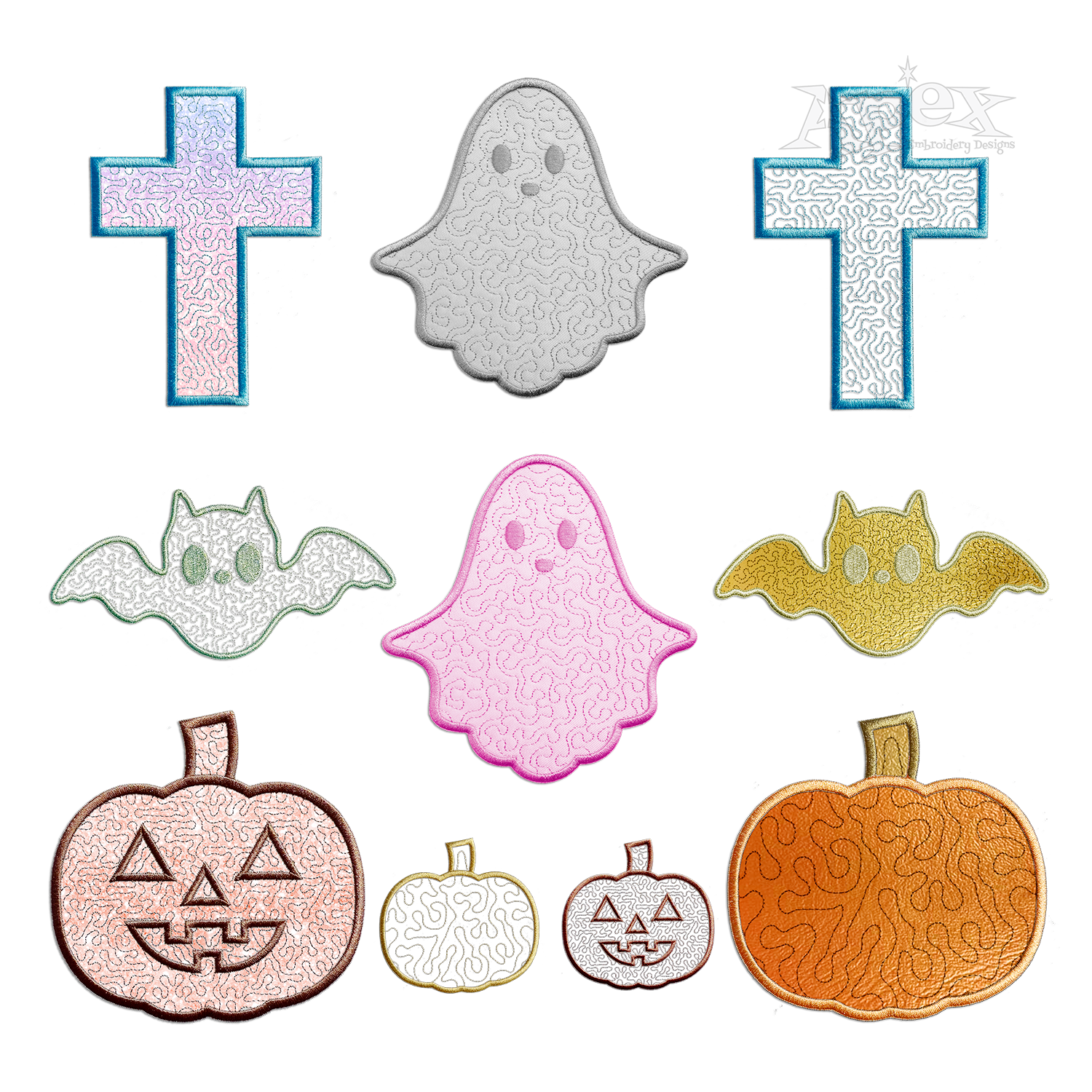 Halloween Quilt Applique Machine Embroidery Designs by Apex all