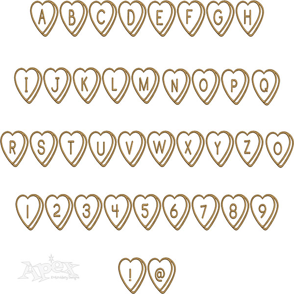 Sweet Heart Candy Machine Embroidery Font Alphabet
