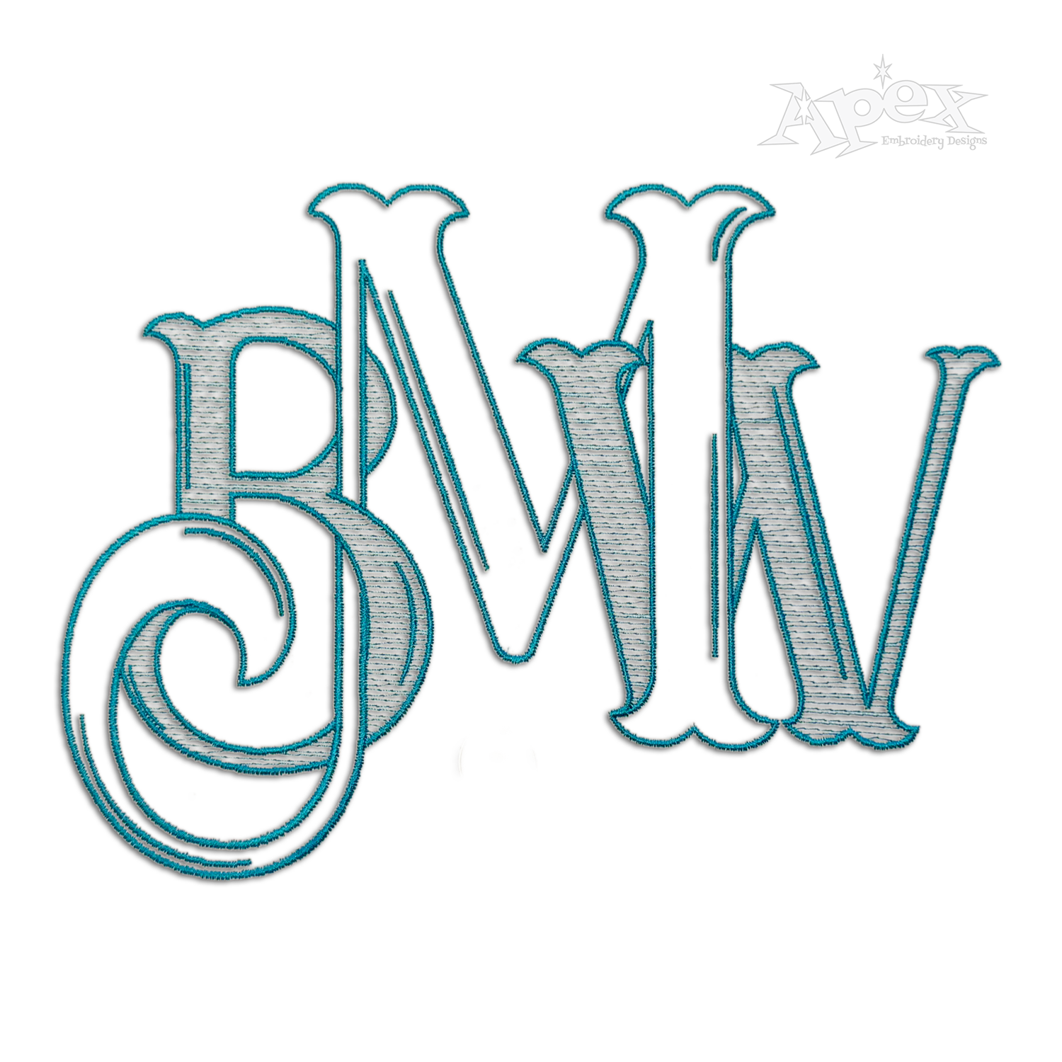 Totally Tubular 3-letter Interlocking Monogram Machine Embroidery