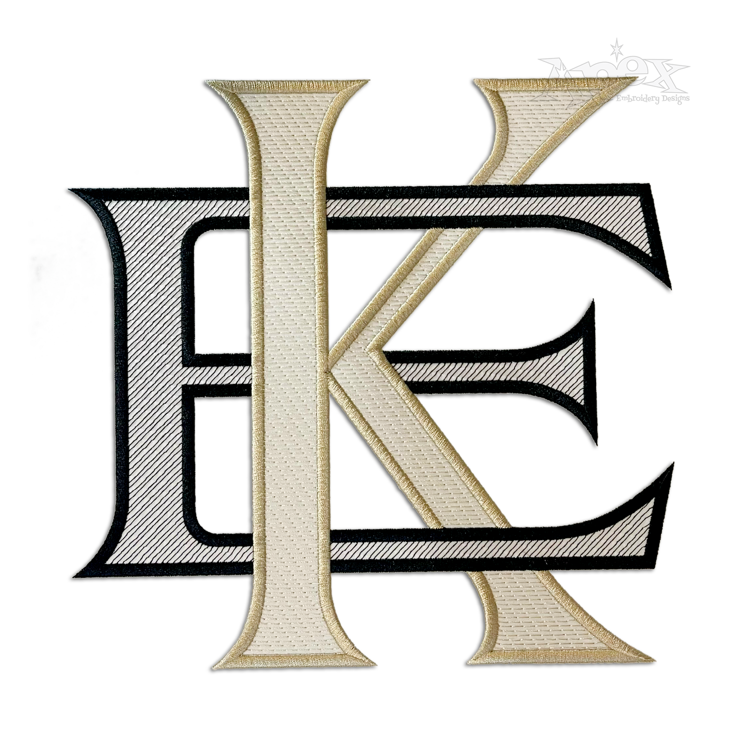 Roman 2-letter Interlocking Monogram Machine Embroidery Logo