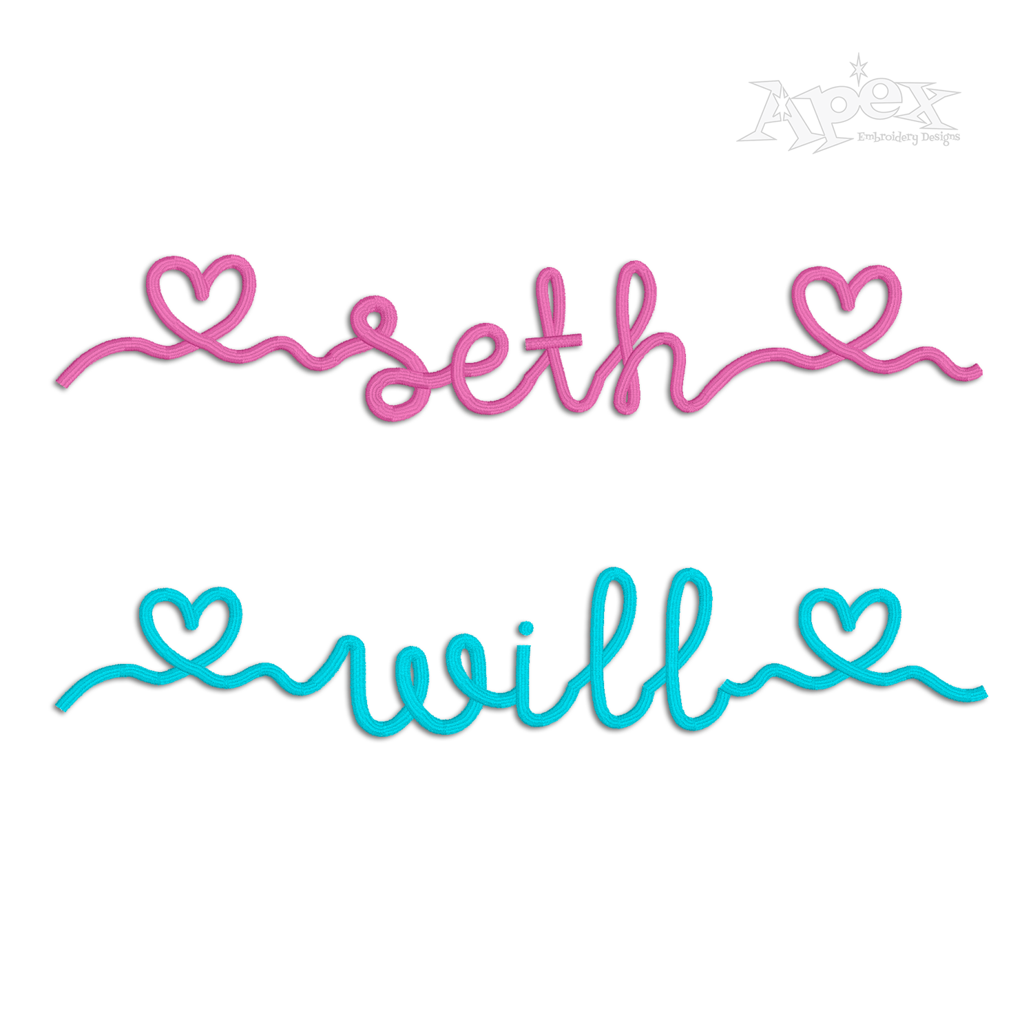 Heart Tail Monogram Embroidery Font Letters will