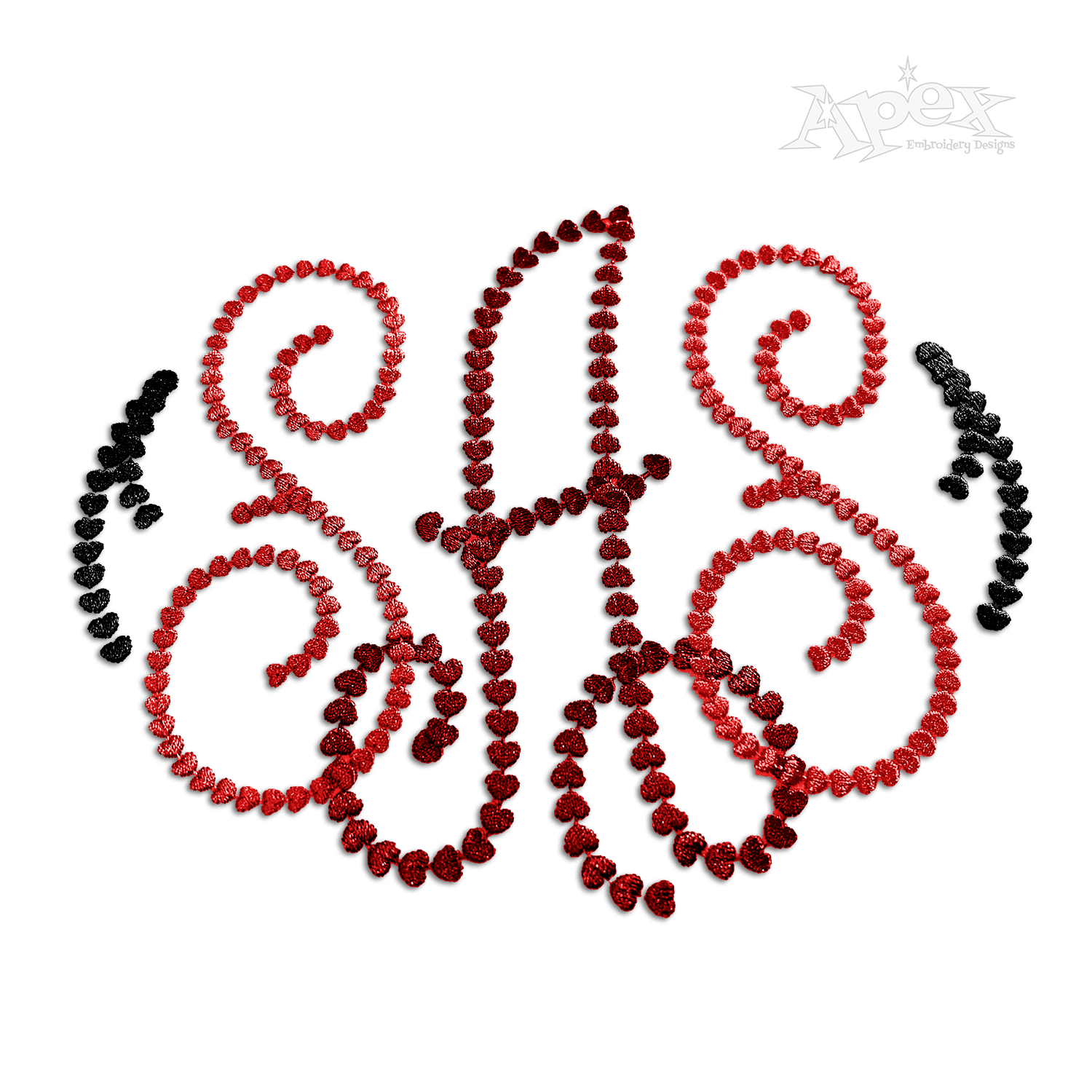 Mia Dotty Heart Monogram Embroidery Font by Apex SAS Love