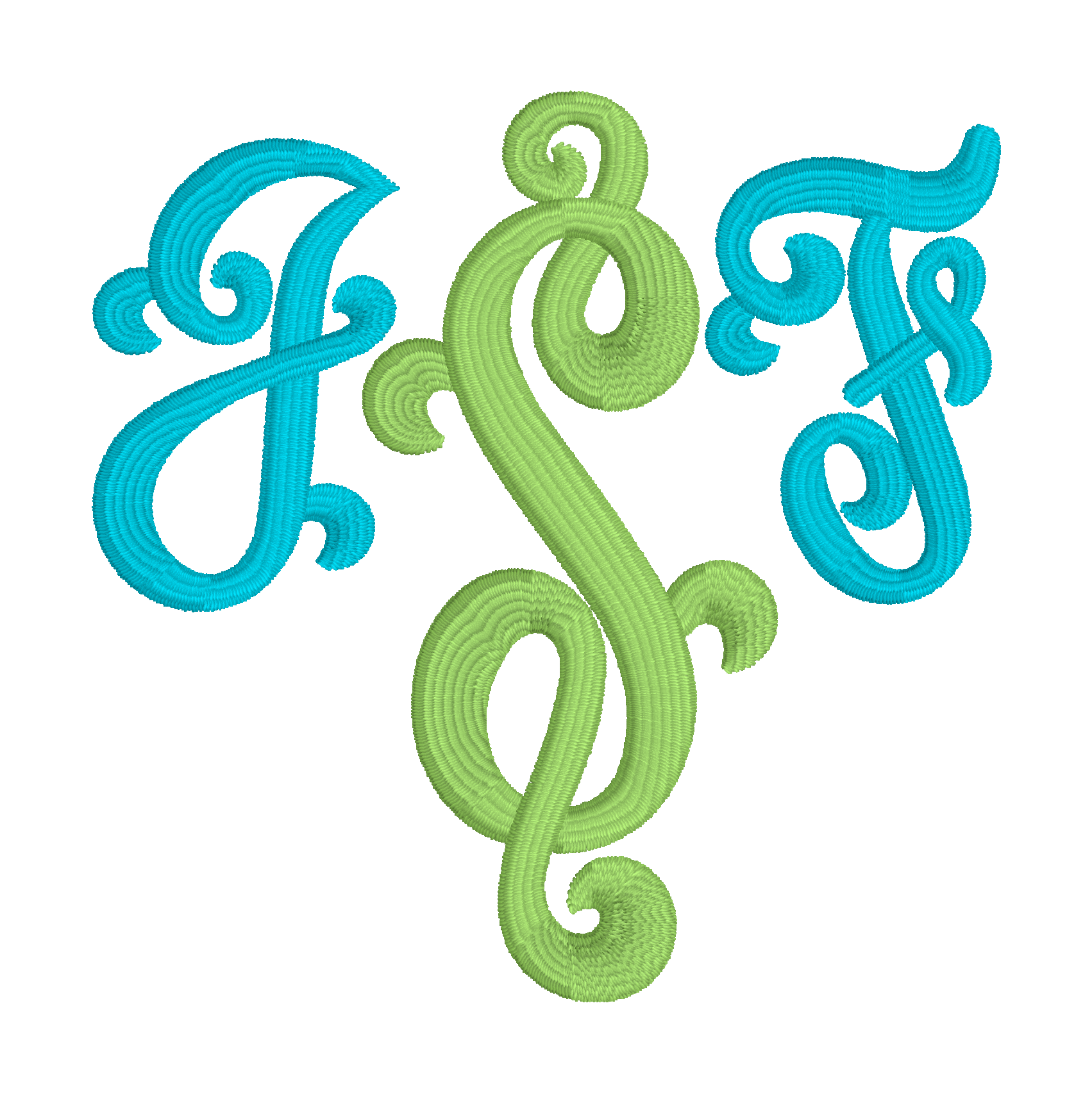 Vinoy Satin Monogram Embroidery Font by Apex Wedding