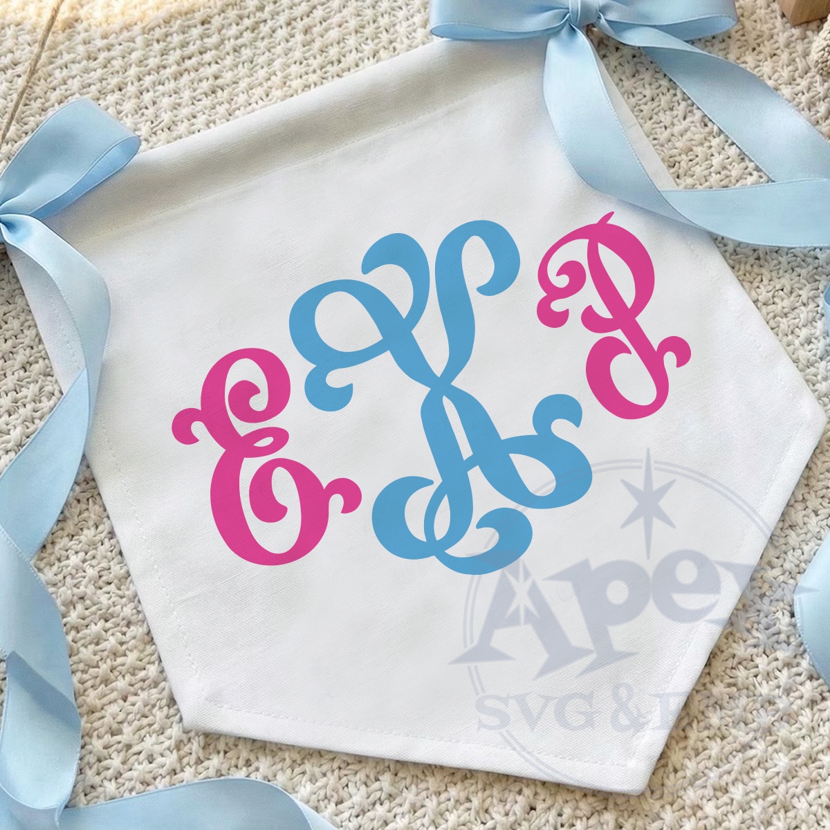 Vinoy Monogram Embroidery Font Letters Banner Crest Flag