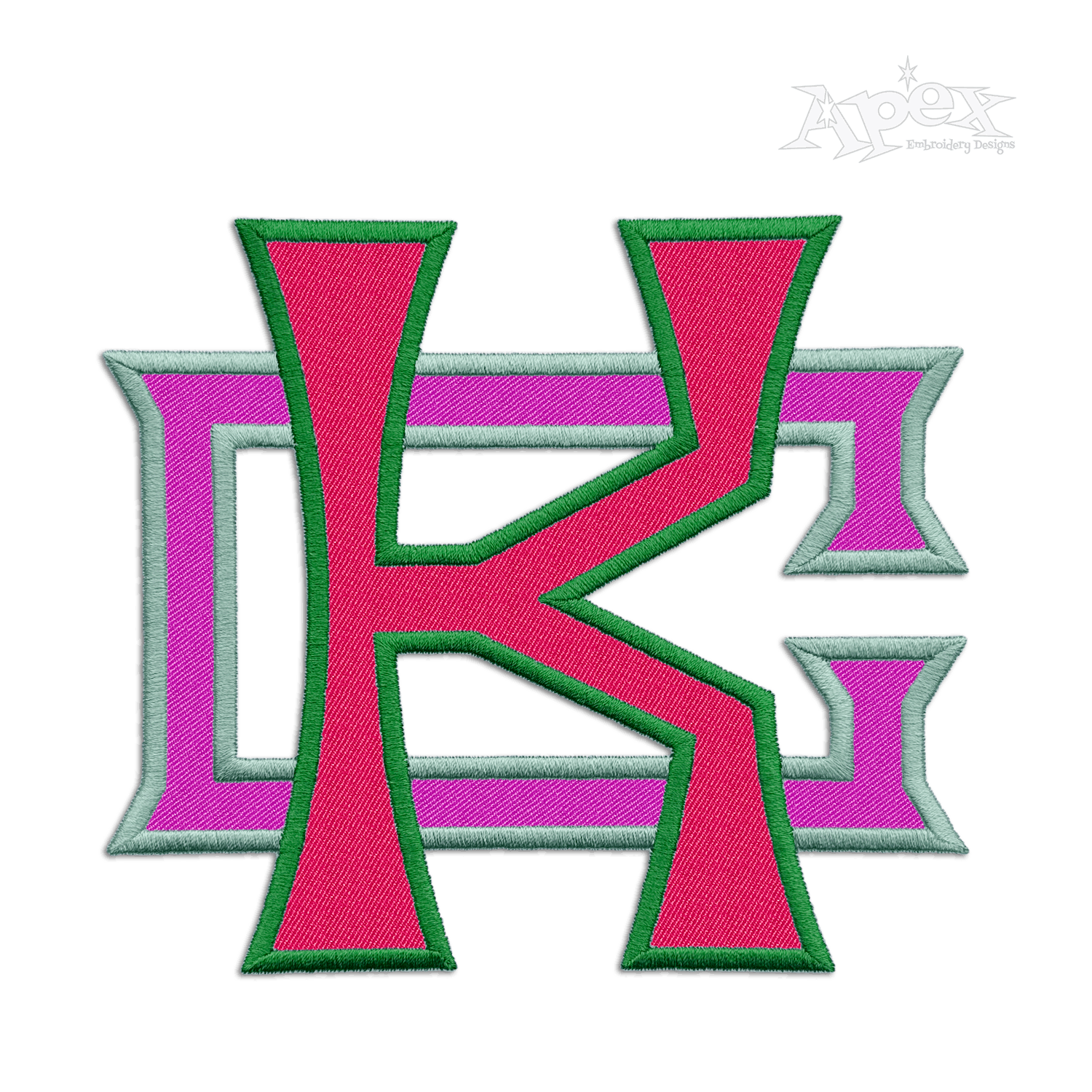 Titus Roman Applique 2-letter Block Overlap Embroidery KC