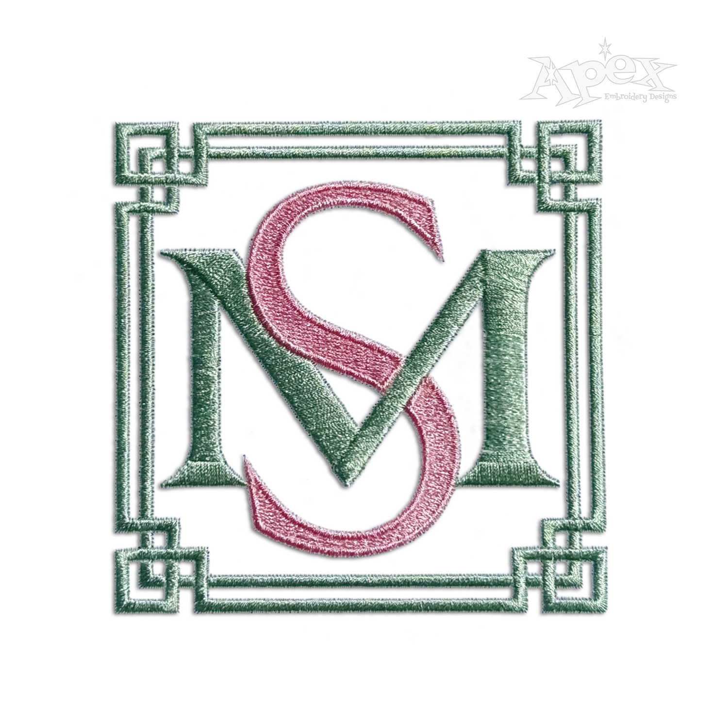 Greek Key Diamond Monogram Embroidery Frame