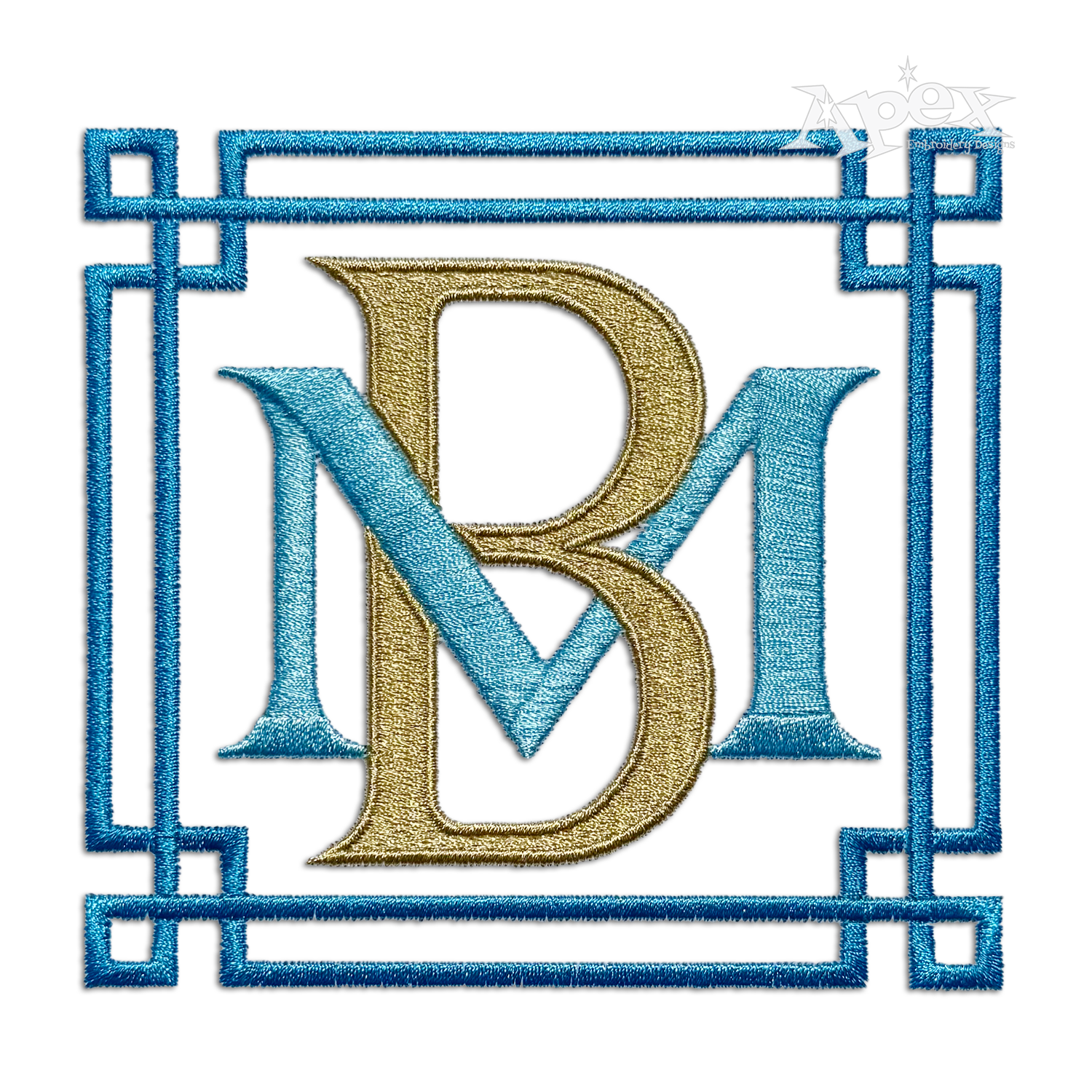Greek Key Diamond Monogram Embroidery Frame 3