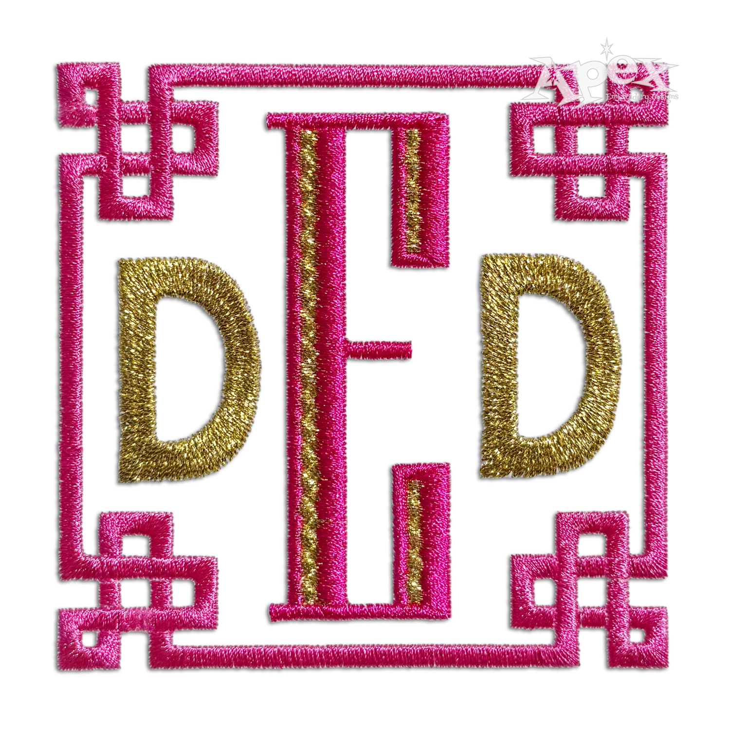 Greek Key Diamond Monogram Embroidery Frame 56