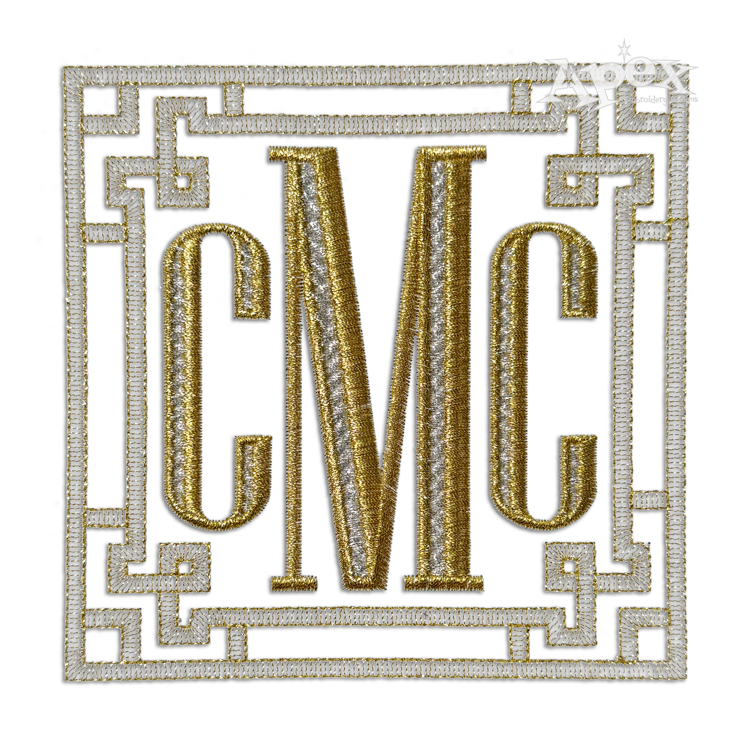 Greek Key Diamond Monogram Embroidery Frame 6 5