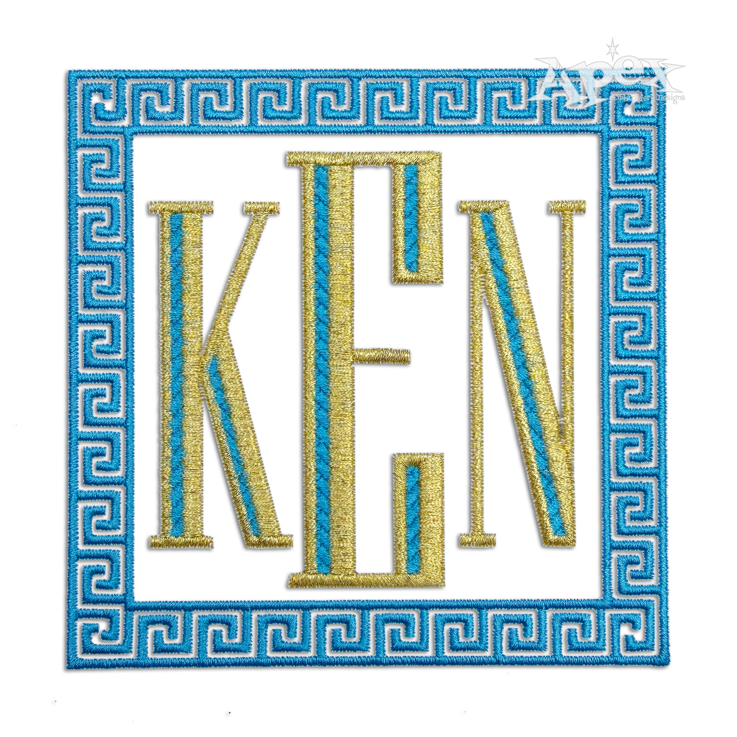 Greek Key Diamond Monogram Embroidery Frame 7 6