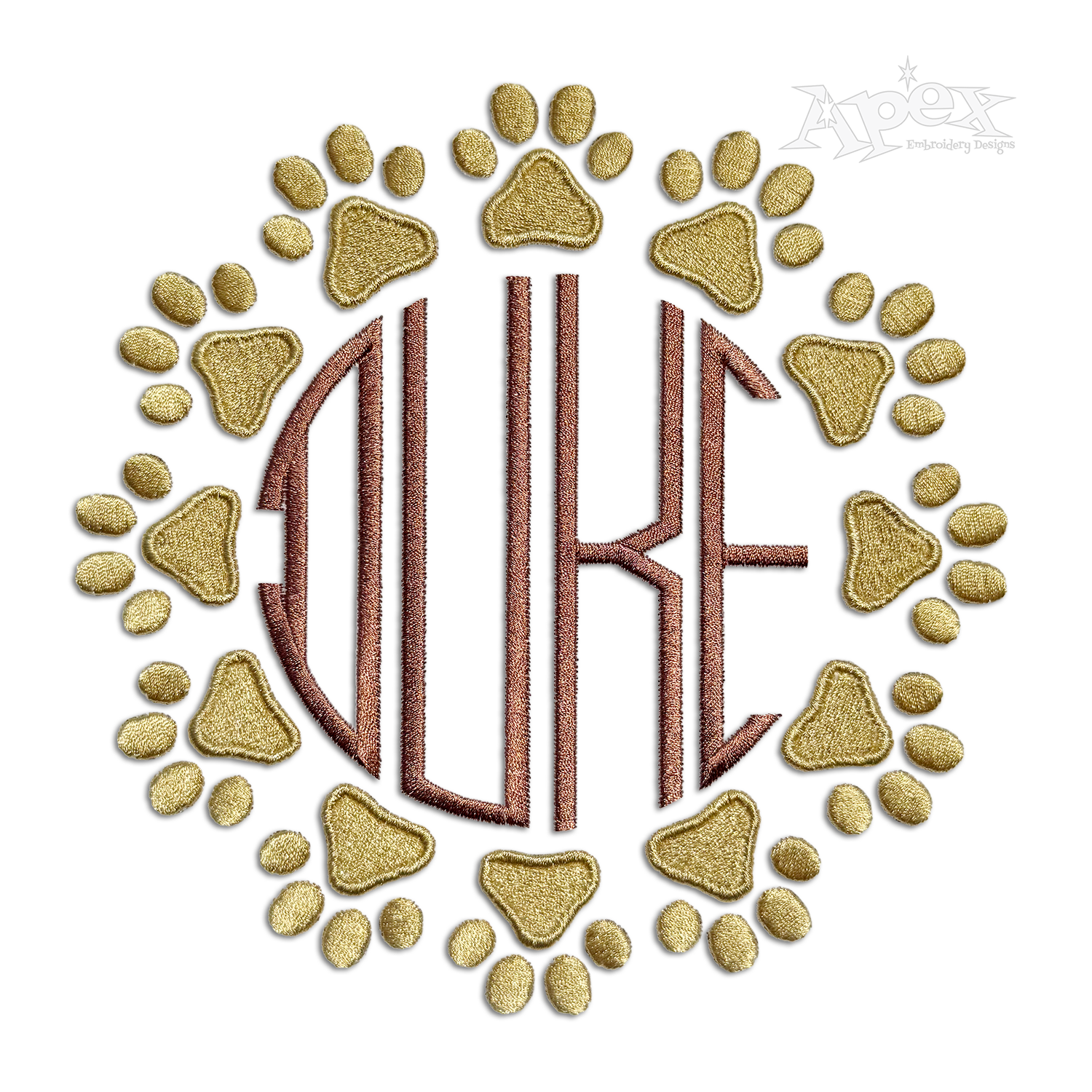 Paw Dog Love Embroidery Frame Design Circle