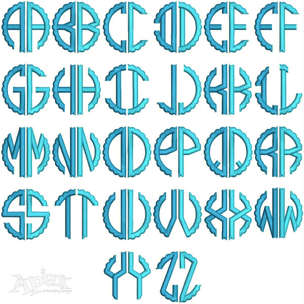 Isla Scallop Monogram Font 2-letter alphabet