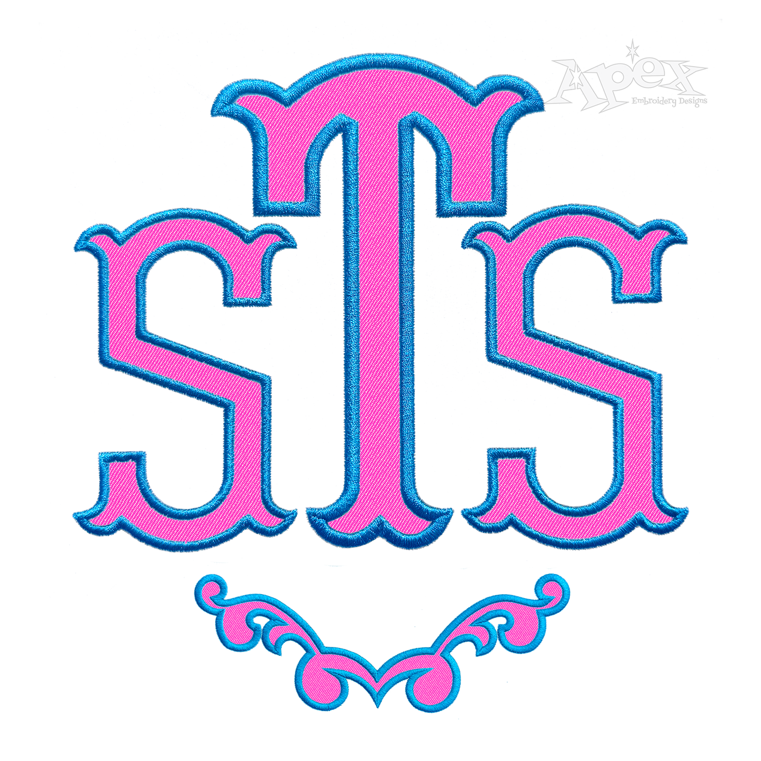 Dimples STS Monogram Machine Embroidery Font by Apex