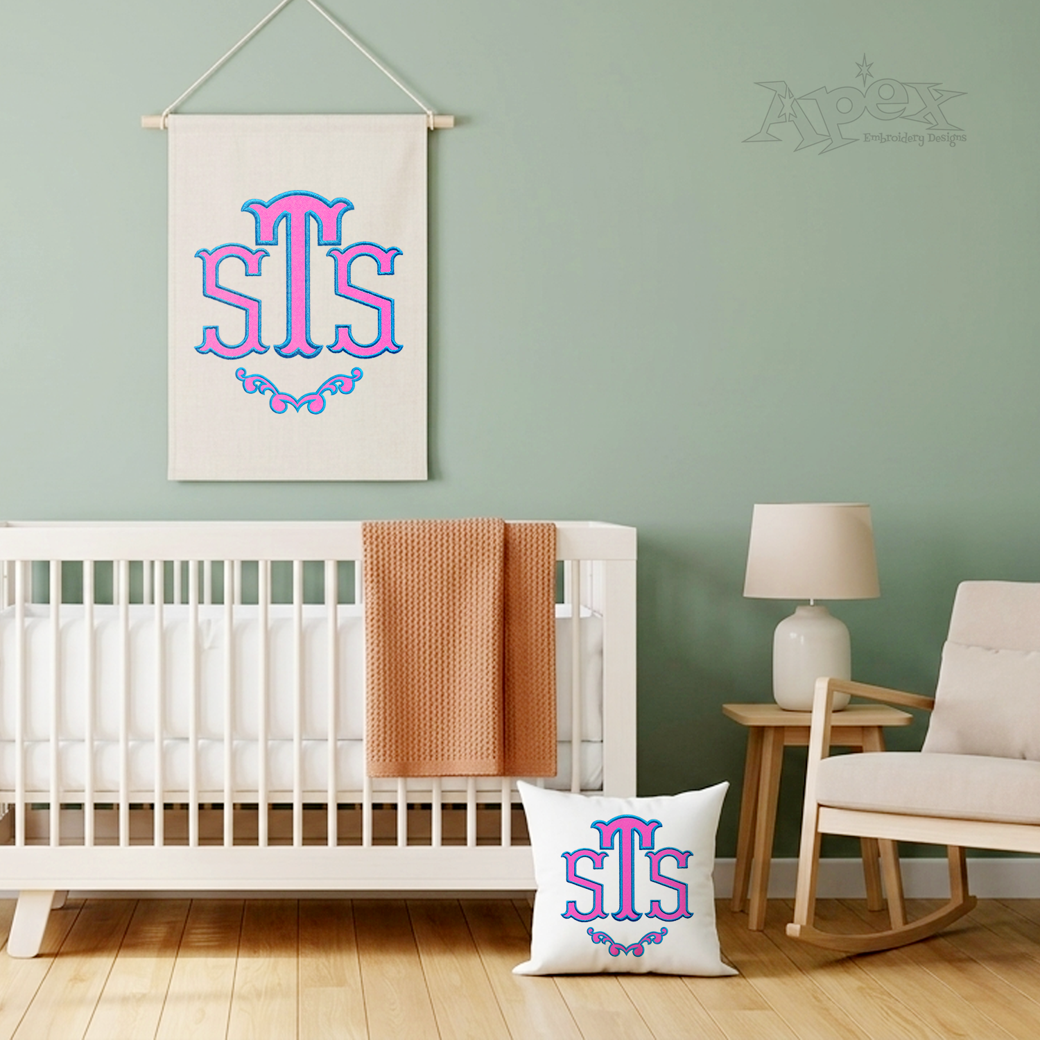 Pillow Dimples Monogram Machine Embroidery