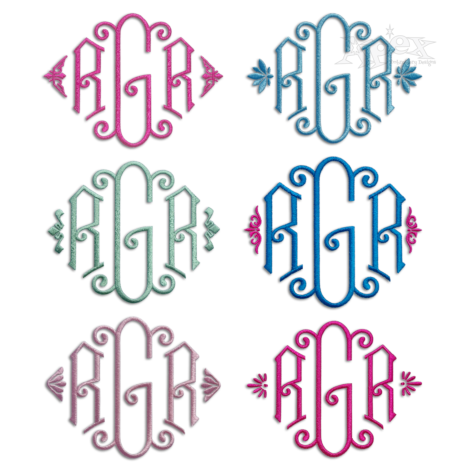 Brigitte Monogram Frame Accents Embroidery Font Digitized by Apex 