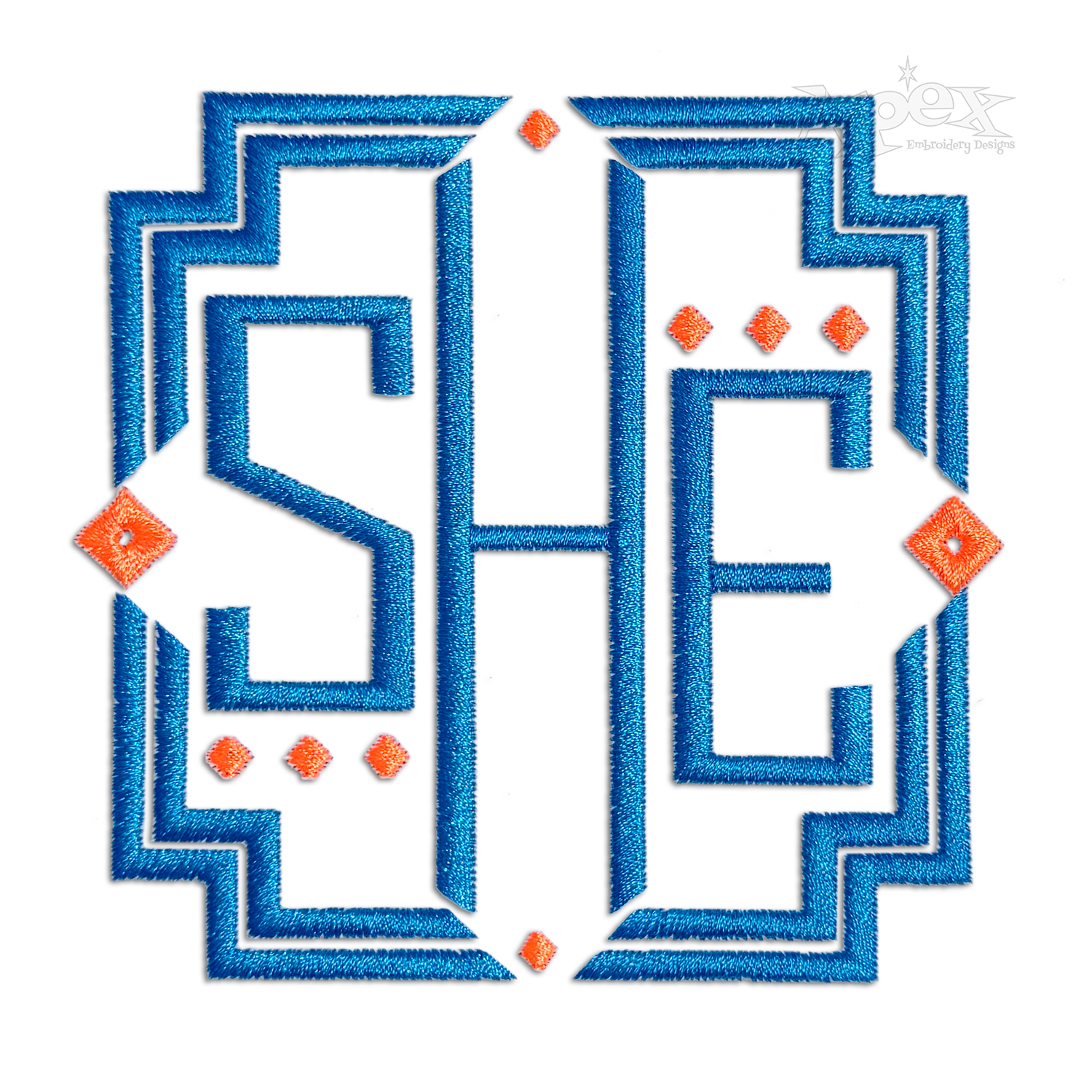 Diamond Dots Square Monogram Embroidery Font Frame Satin