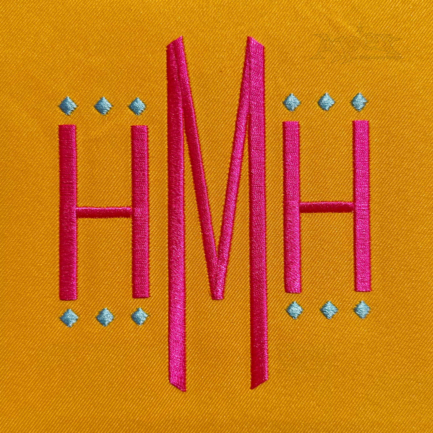 Diamond Dots Square Monogram Embroidery Font Frame Satin All Dot