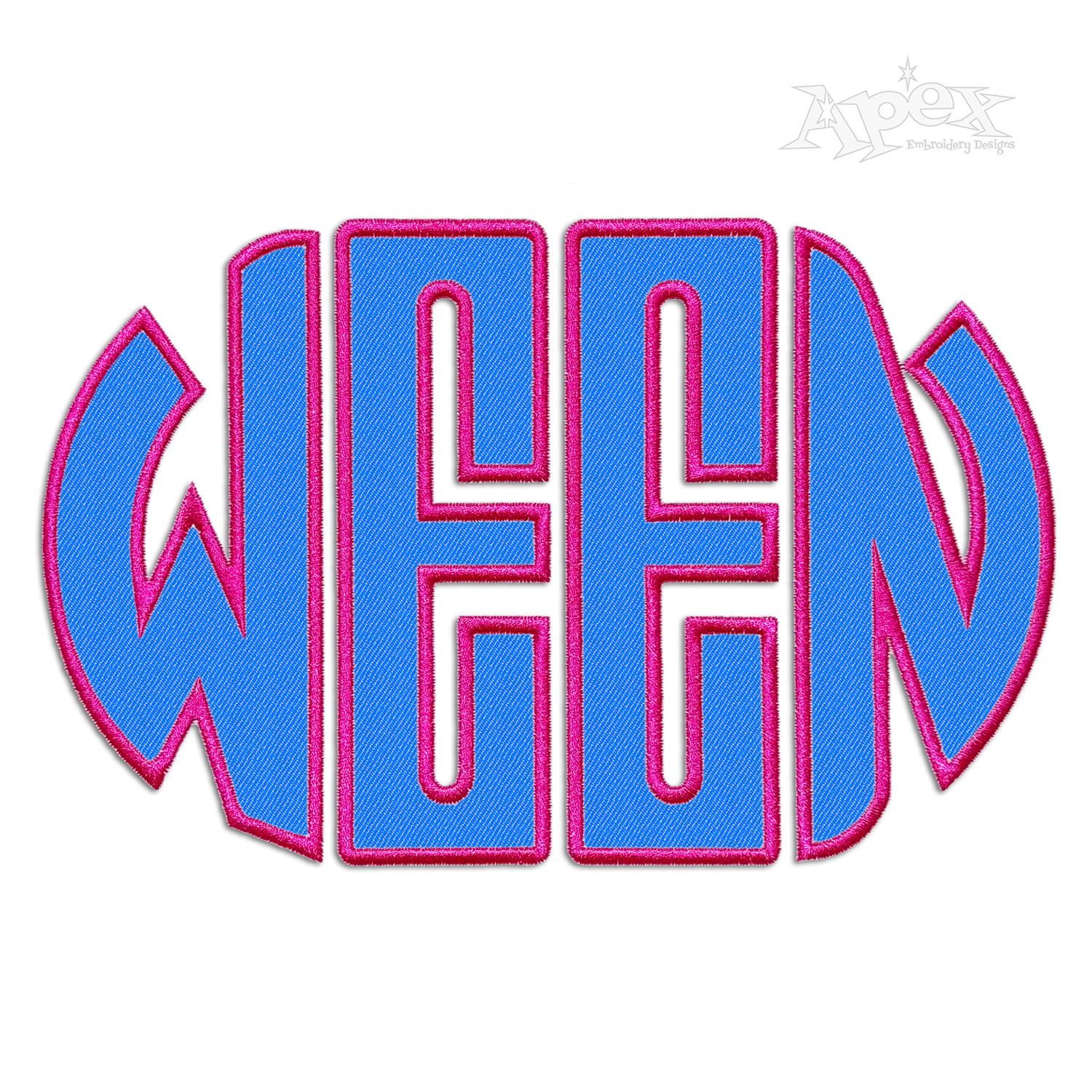 Oval Applique Embroidery Font Ween