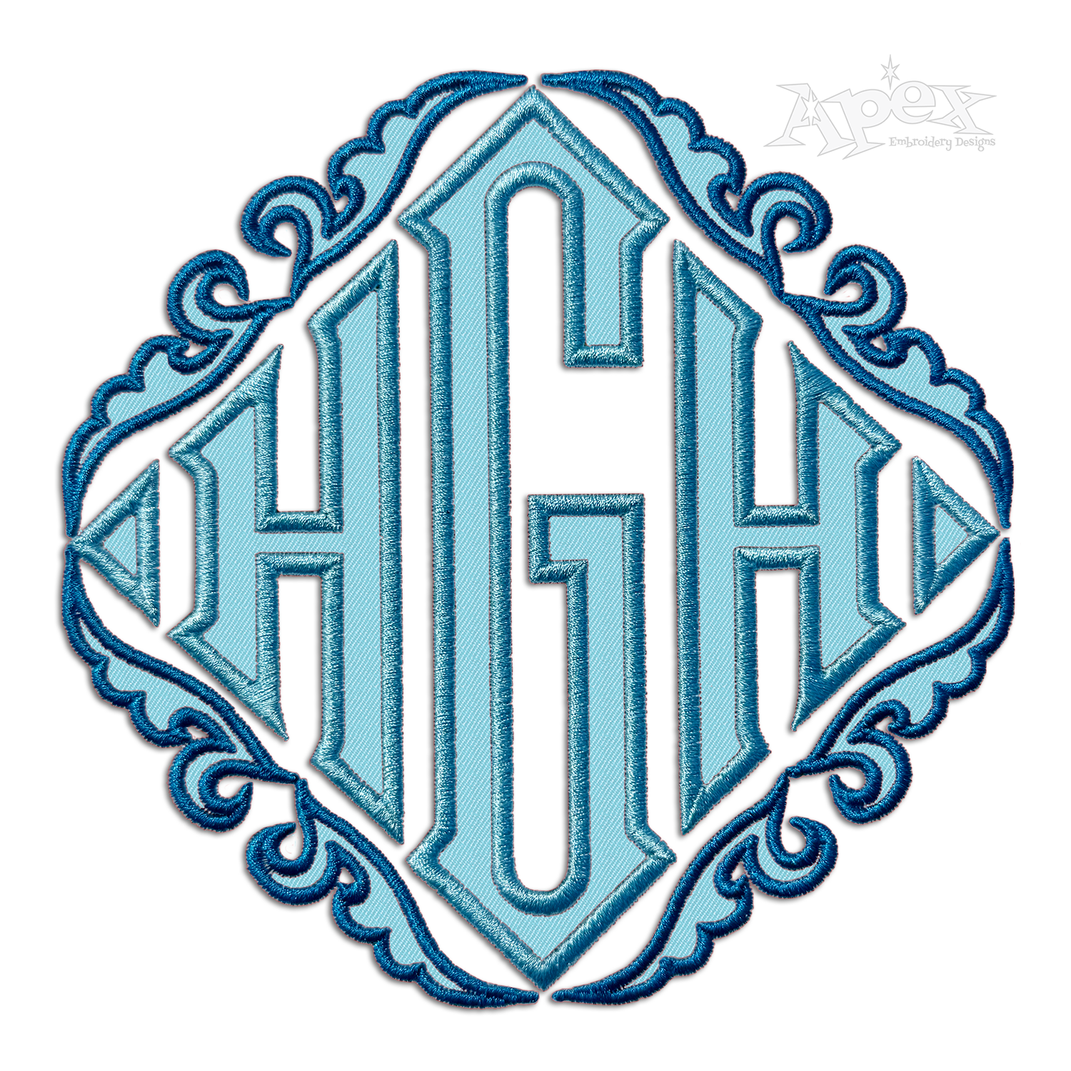 Applique Vienna Fancy Monogram Machine Embroidery Font