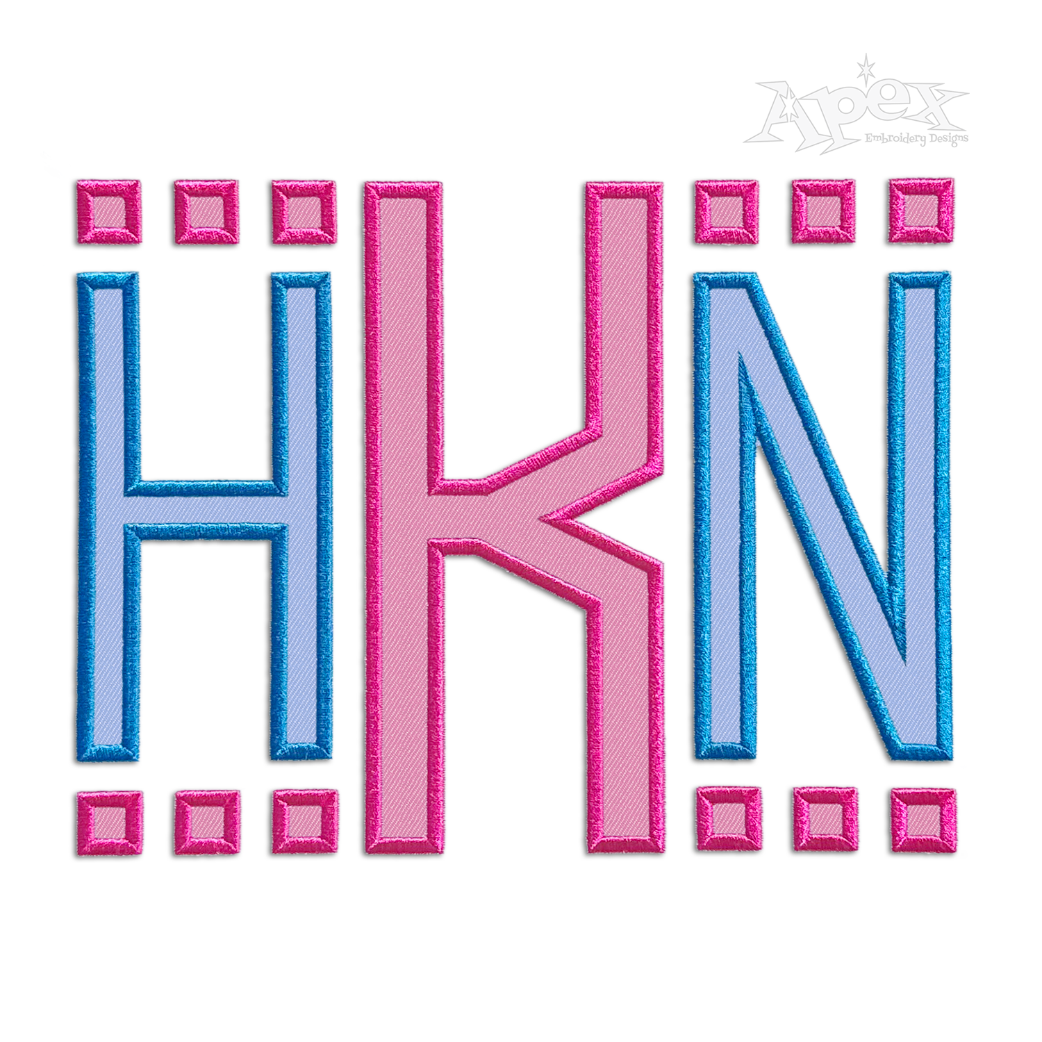 Mahjong Square Tiles Embroidery Monogram Font Sample