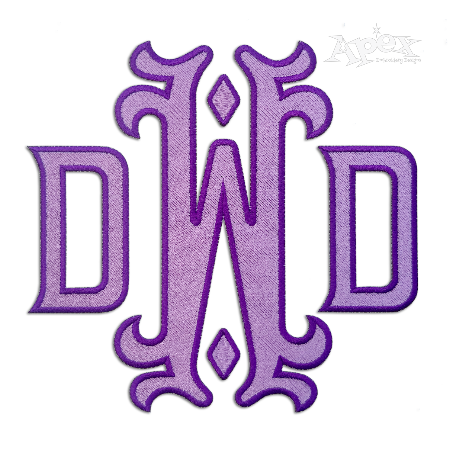 Vienna Fire 3-letter Monogram Machine Embroidery Diamond