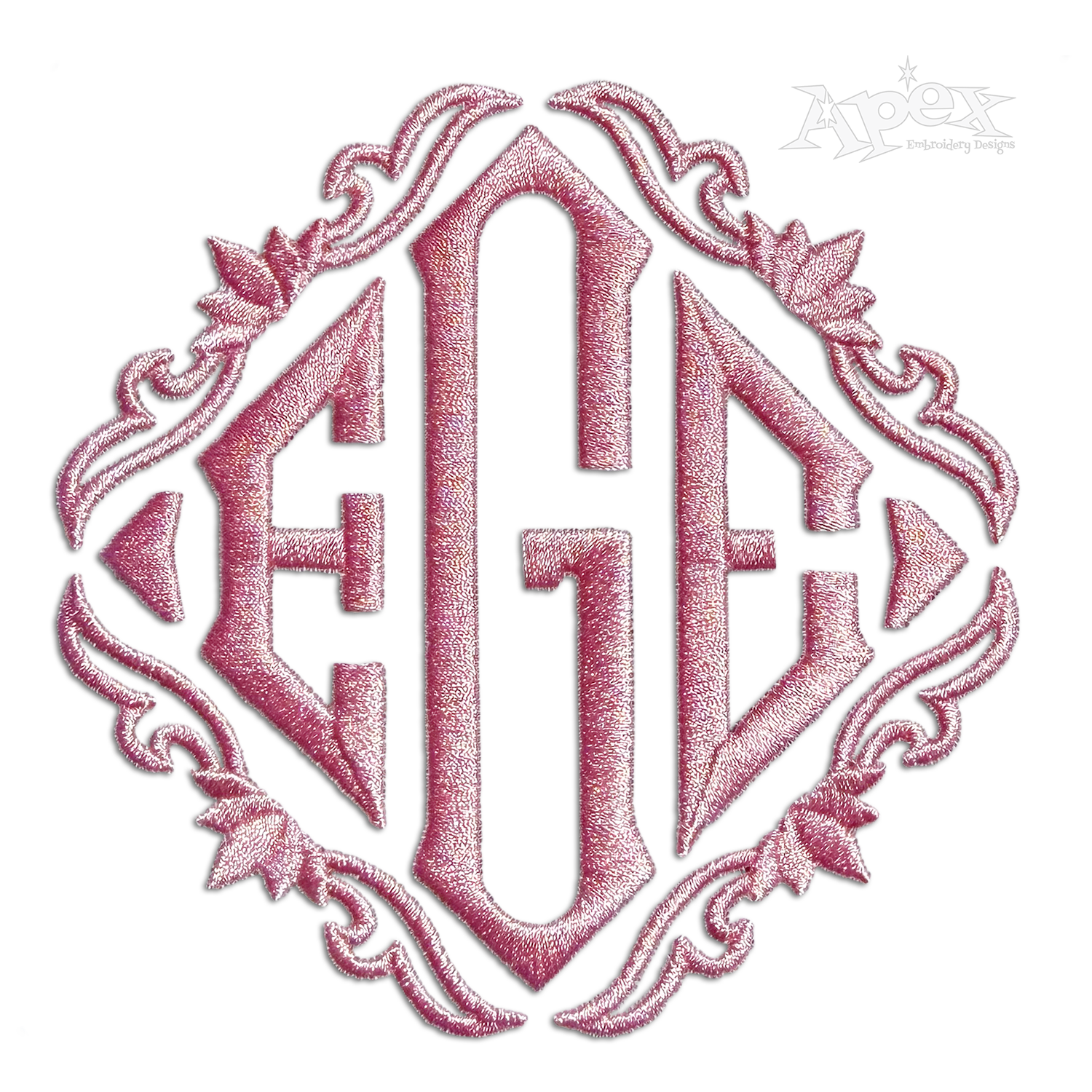 Pillow Diamond Frames Embroidery Font by Apex Designs ege