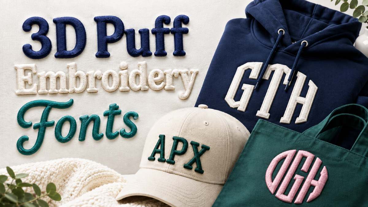 3D Puff Embroidery Fonts