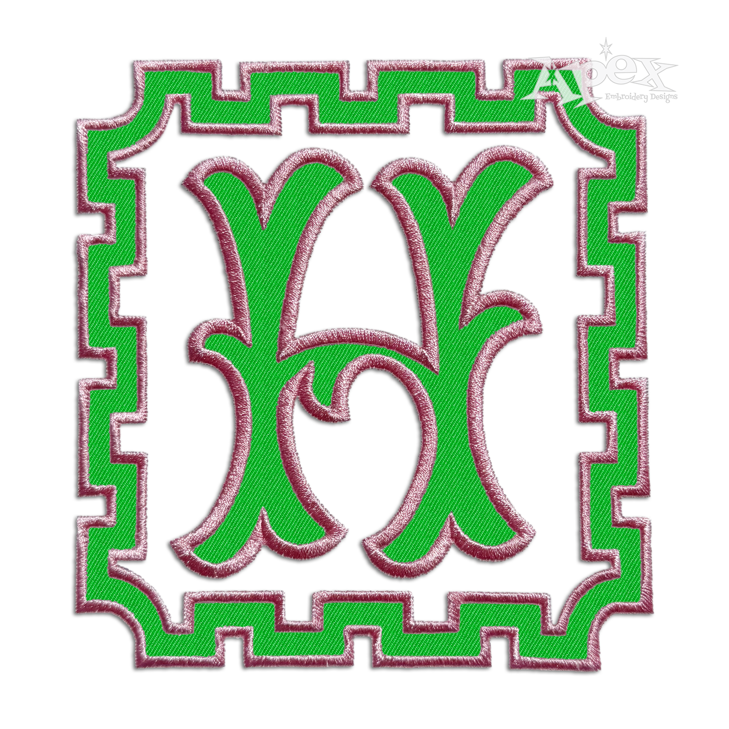 Bamboo Monogram Machine Embroidery Font by Apex All Digitized H