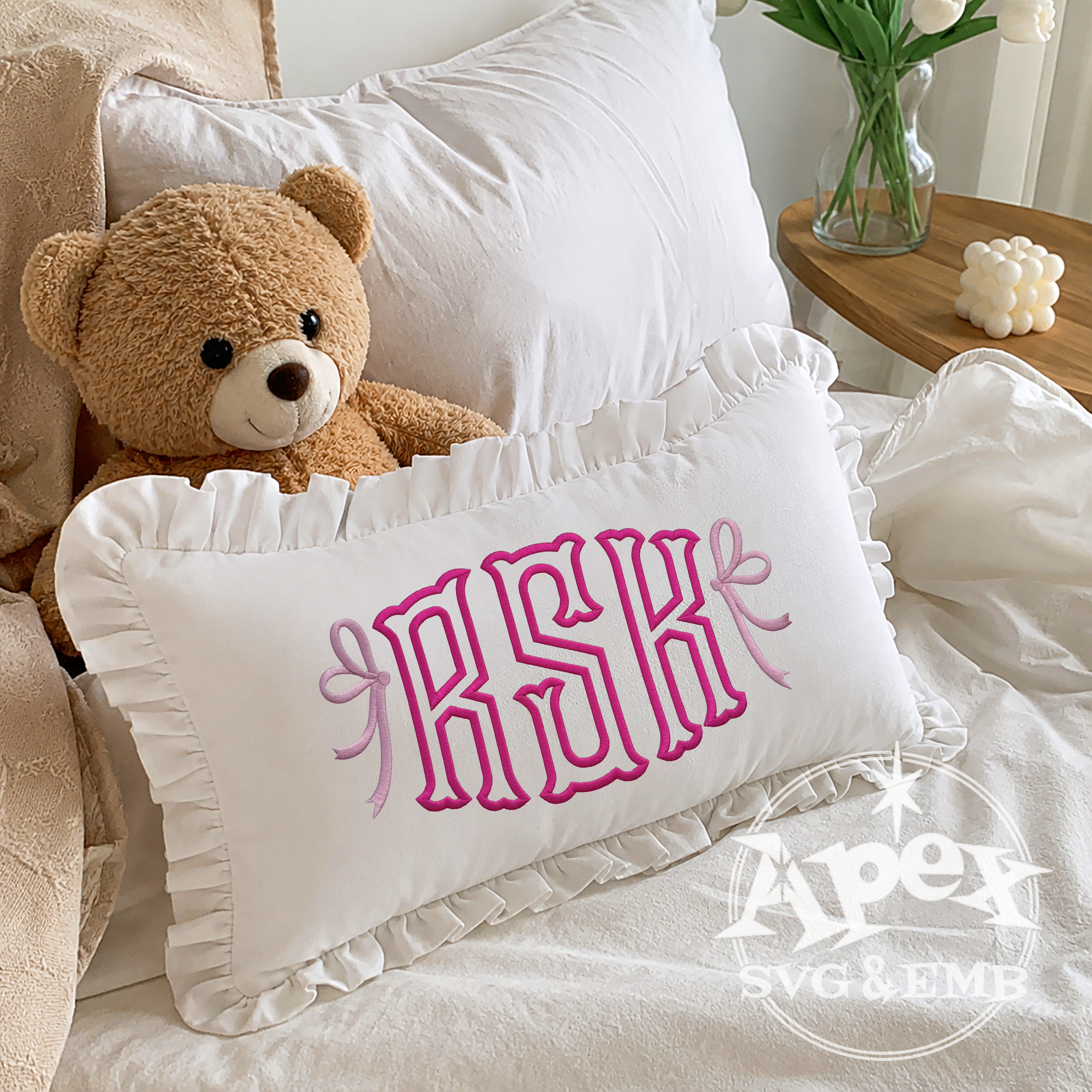 Fishtail Oval Pillow Machine Embroidery Design by Apex