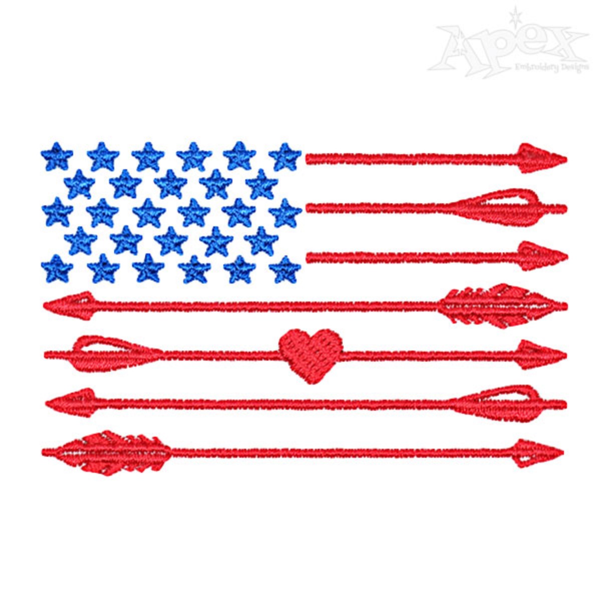 USA American Flag Embroidery Design with Arrow