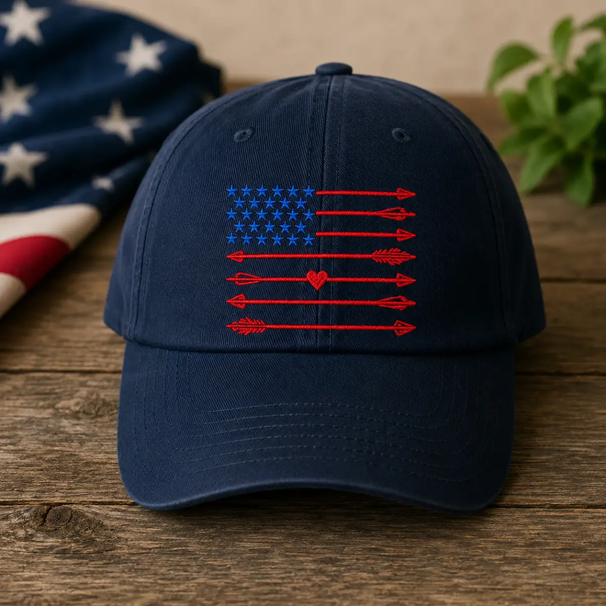 USA American Flag Embroidery Design with Arrow hat