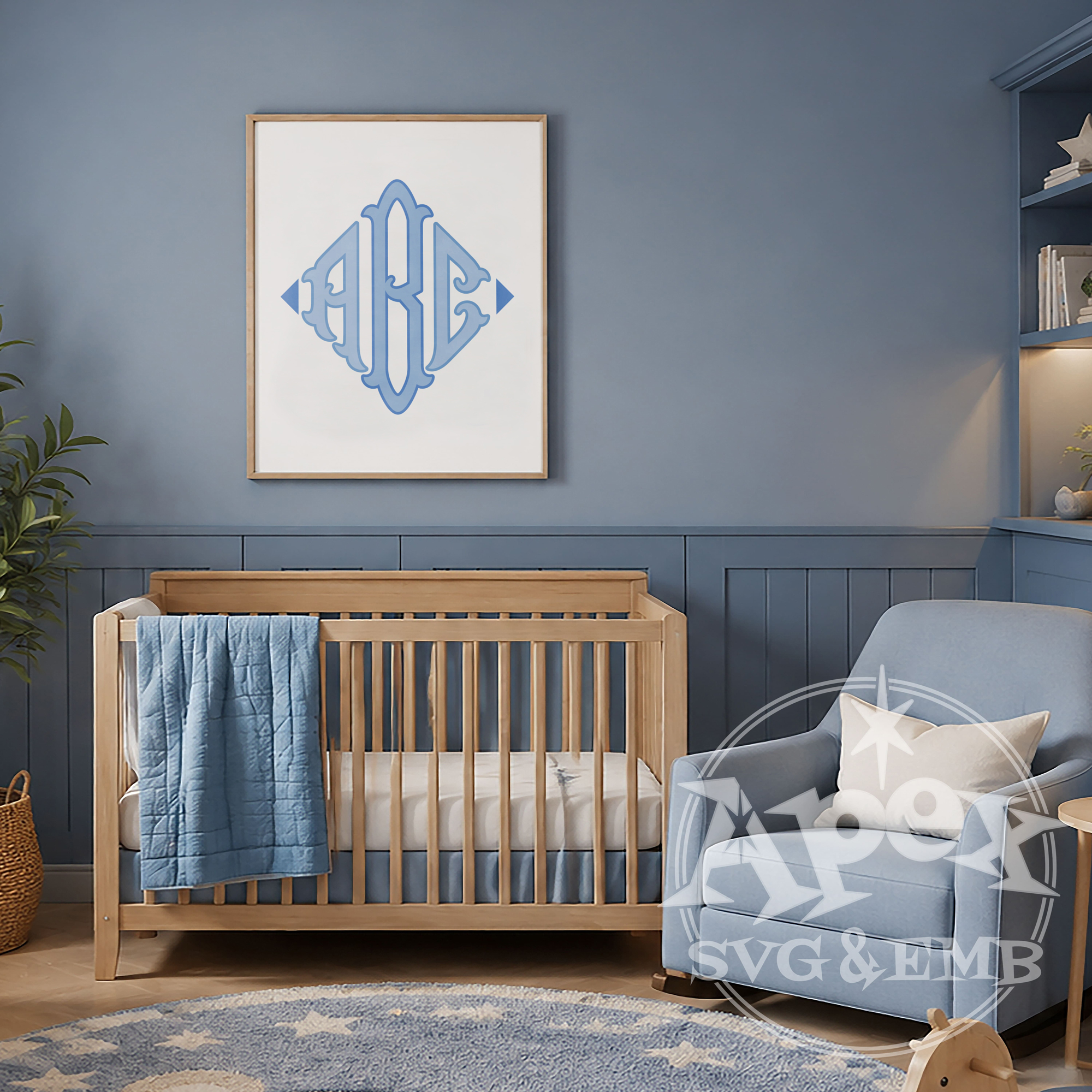 Diamond Fishtail Monogram Font TrueType OpenType TTF or OFT Baby