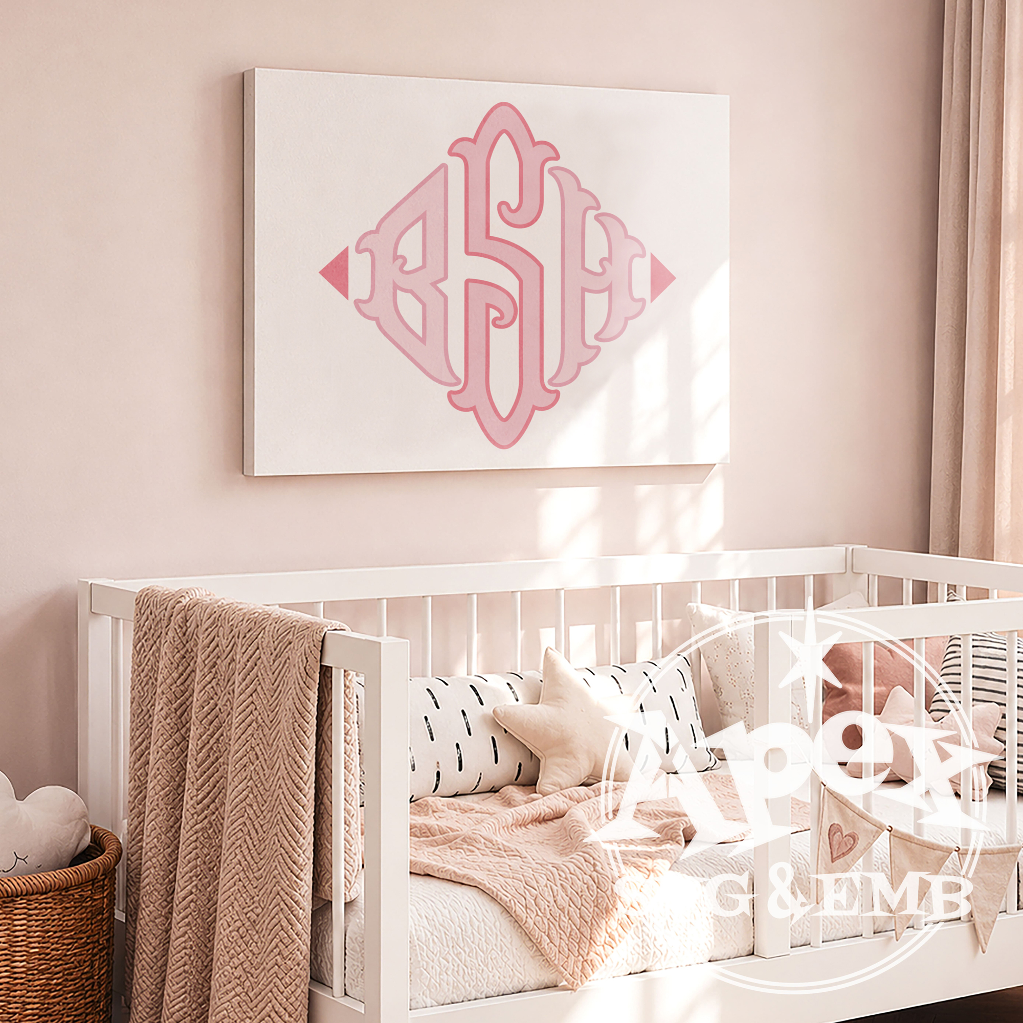 Diamond Fishtail Monogram Font TrueType OpenType TTF or OFT Baby Room