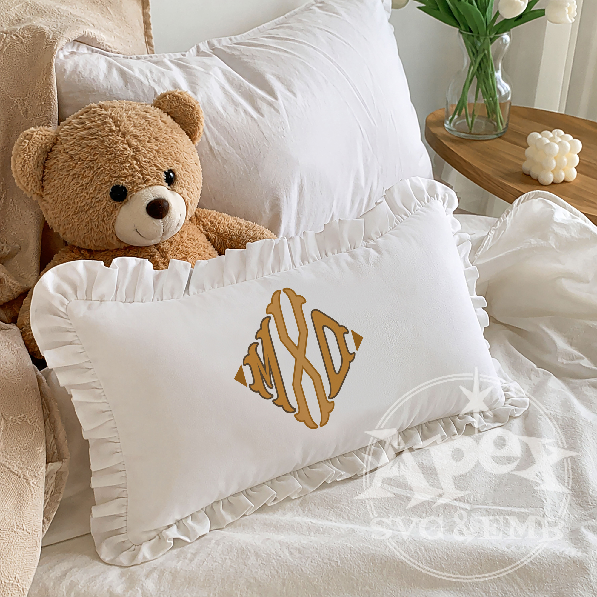 Pillow Diamond Fishtail Monogram Font TrueType OpenType TTF or OFT Baby Room