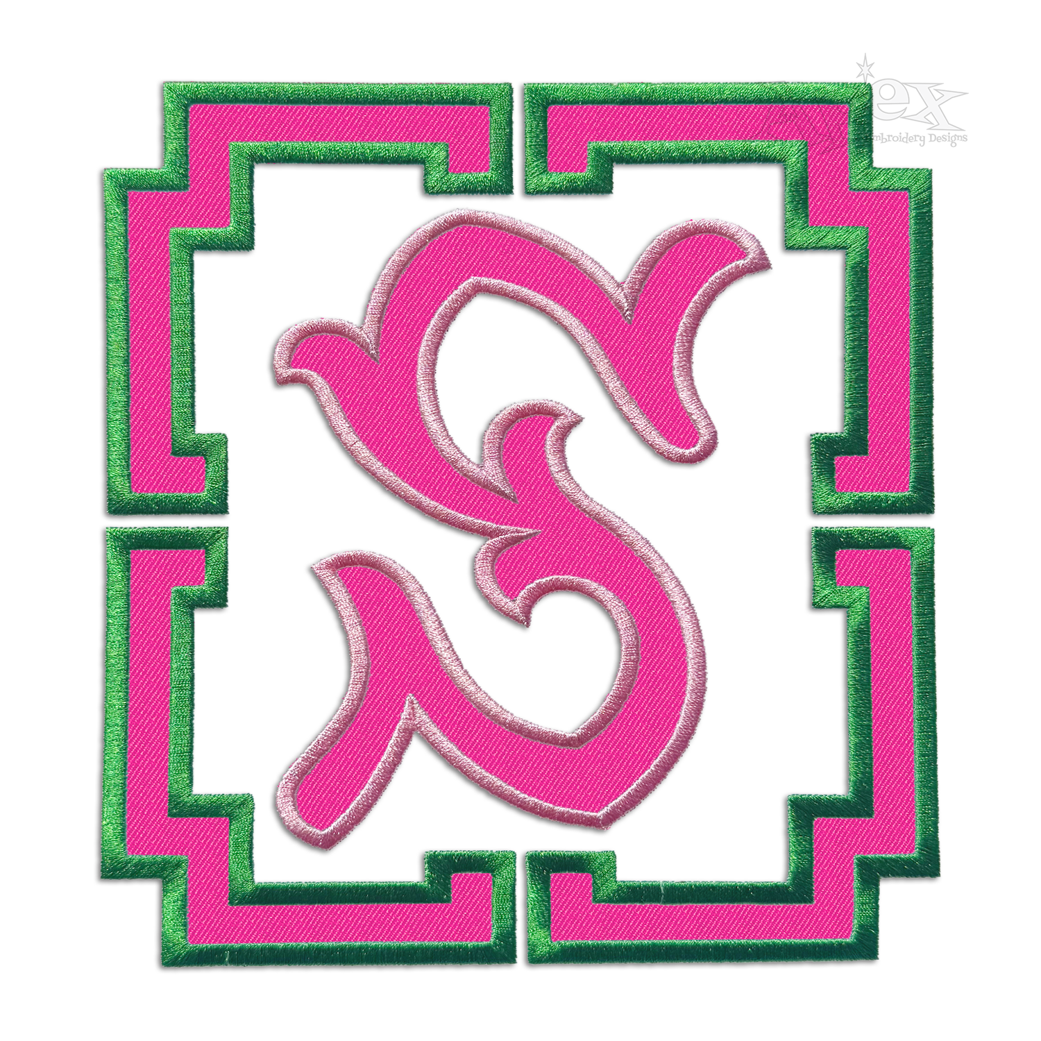 Bamboo Monogram Machine Embroidery Font by Apex All Digitized S
