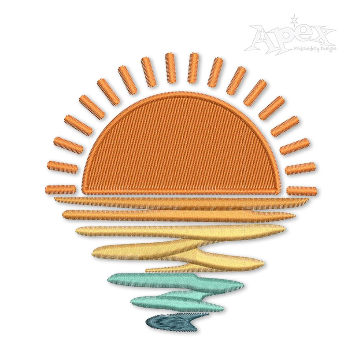 beach sunset embroidery design