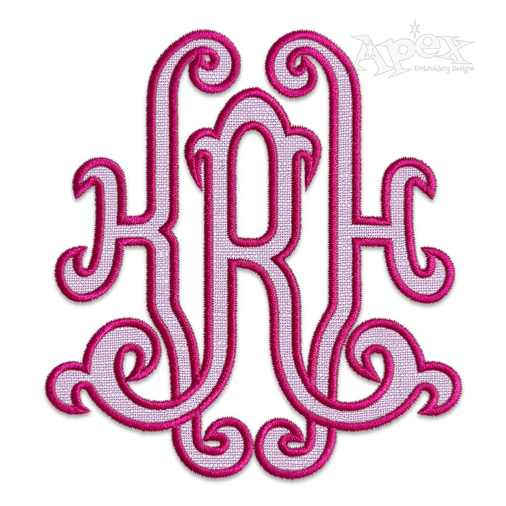 Apex Monogram Embroidery Font 3-Letter KRH