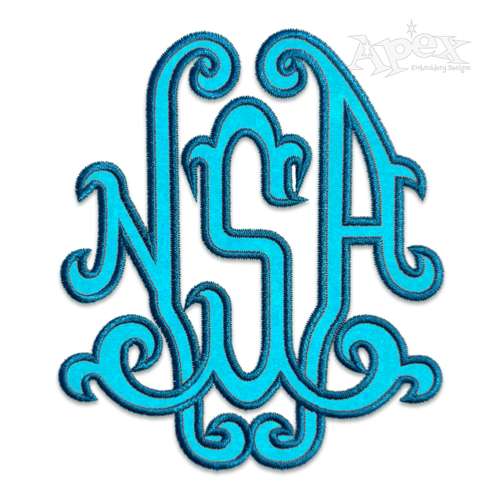 Apex Monogram Embroidery Font 3-Letter NSA