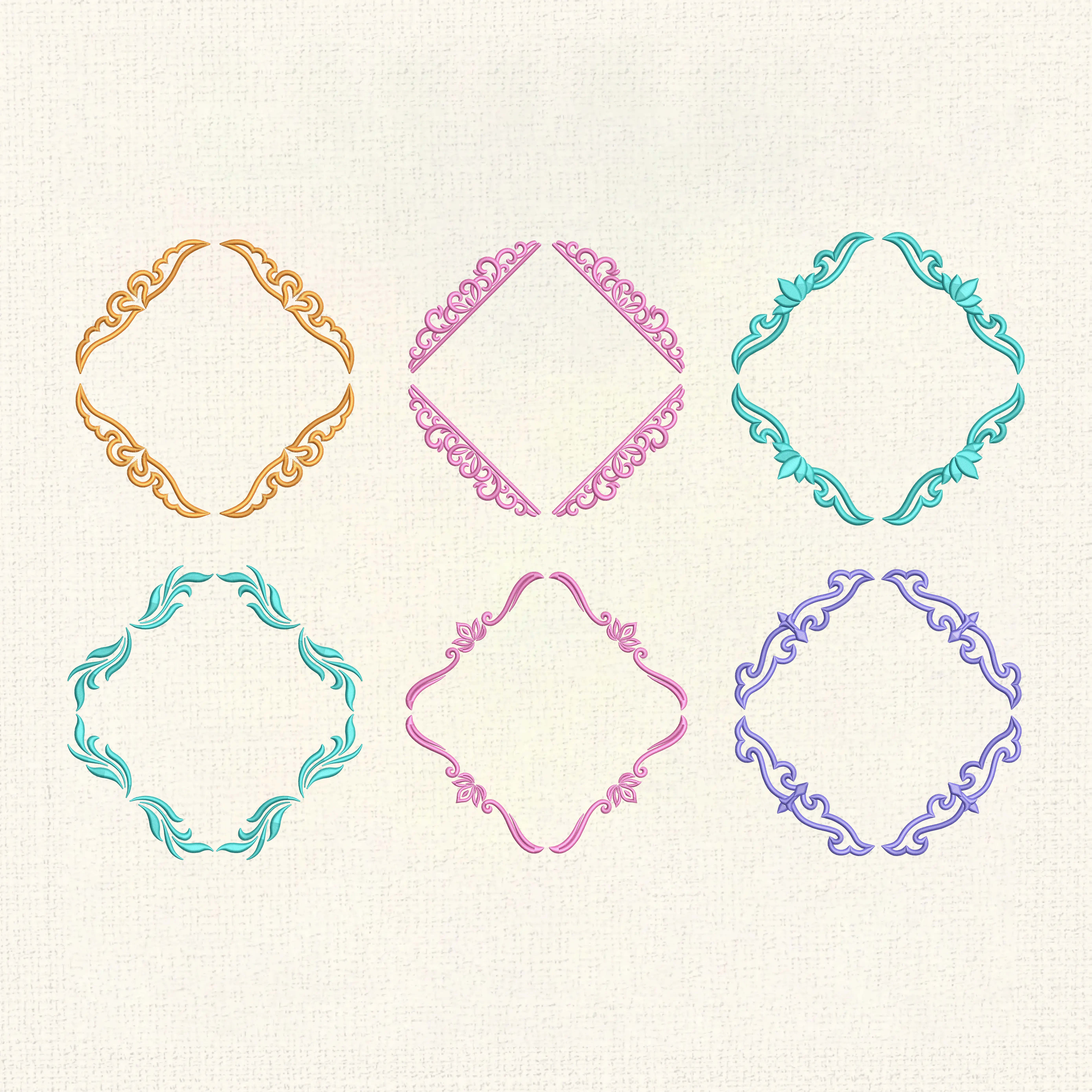 Frame all six Machine Embroidery Fonts by Apex Designs