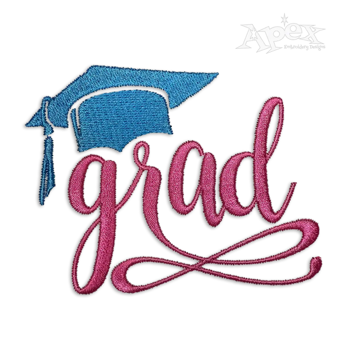Grad Graduation Hat Embroidery Design graduation word art