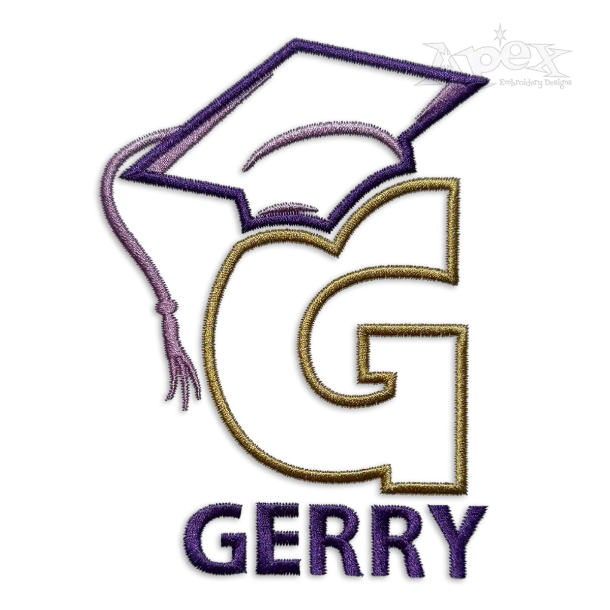 Graduation Cap Embroidery Font letter G
