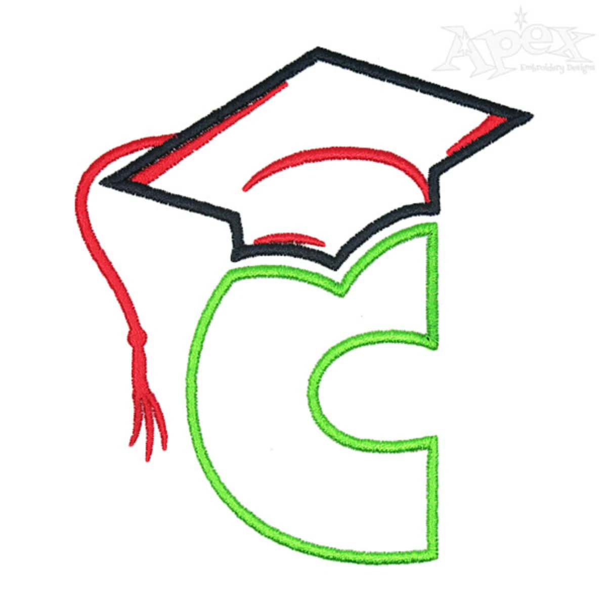 Graduation Cap Embroidery Font letter C