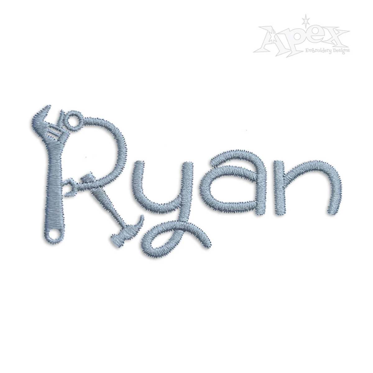 Hand Tools Embroidery Font Ryan name