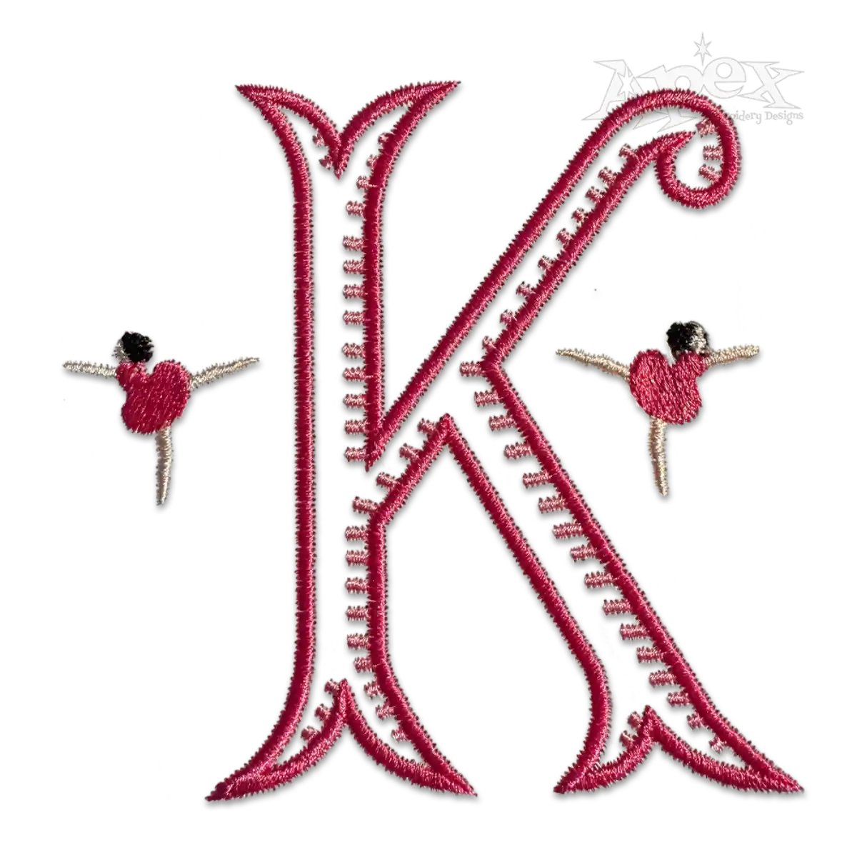 Ribbed Monogram Embroidery Font - Letter K