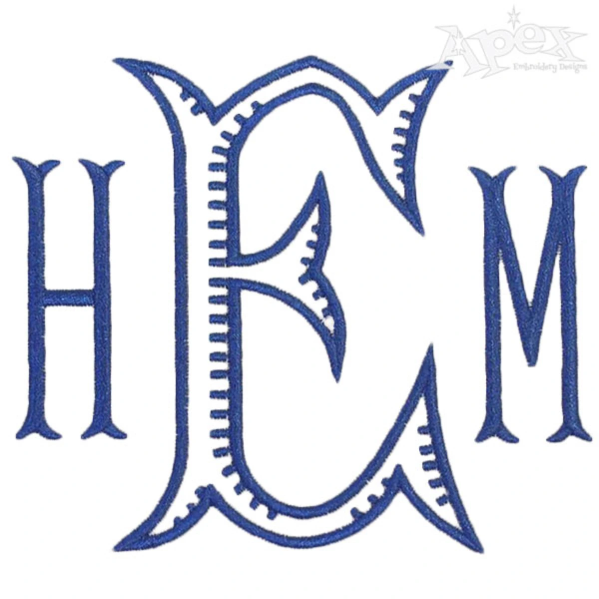 Ribbed Monogram Embroidery Font - Letters