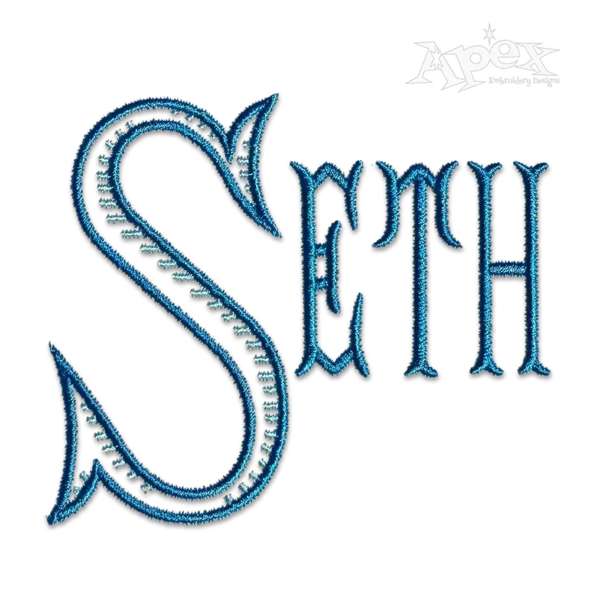 Ribbed Monogram Embroidery Font - name Seth