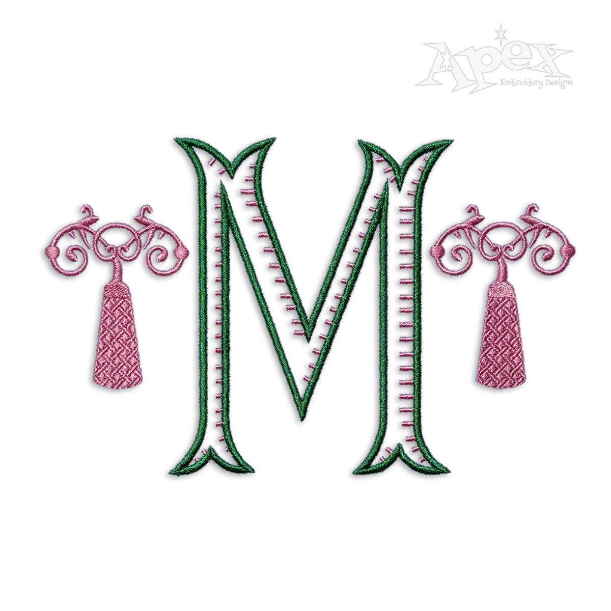 Ribbed Monogram Embroidery Font - Letter M
