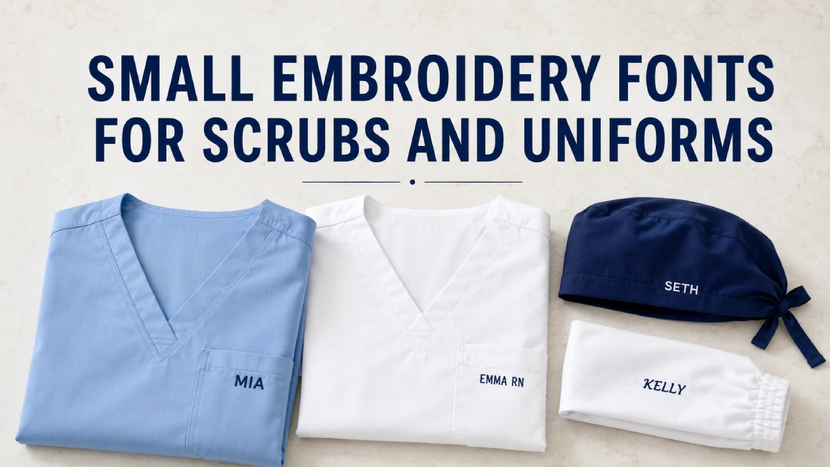 small embroidery fonts​ for Scrubs and Uniforms