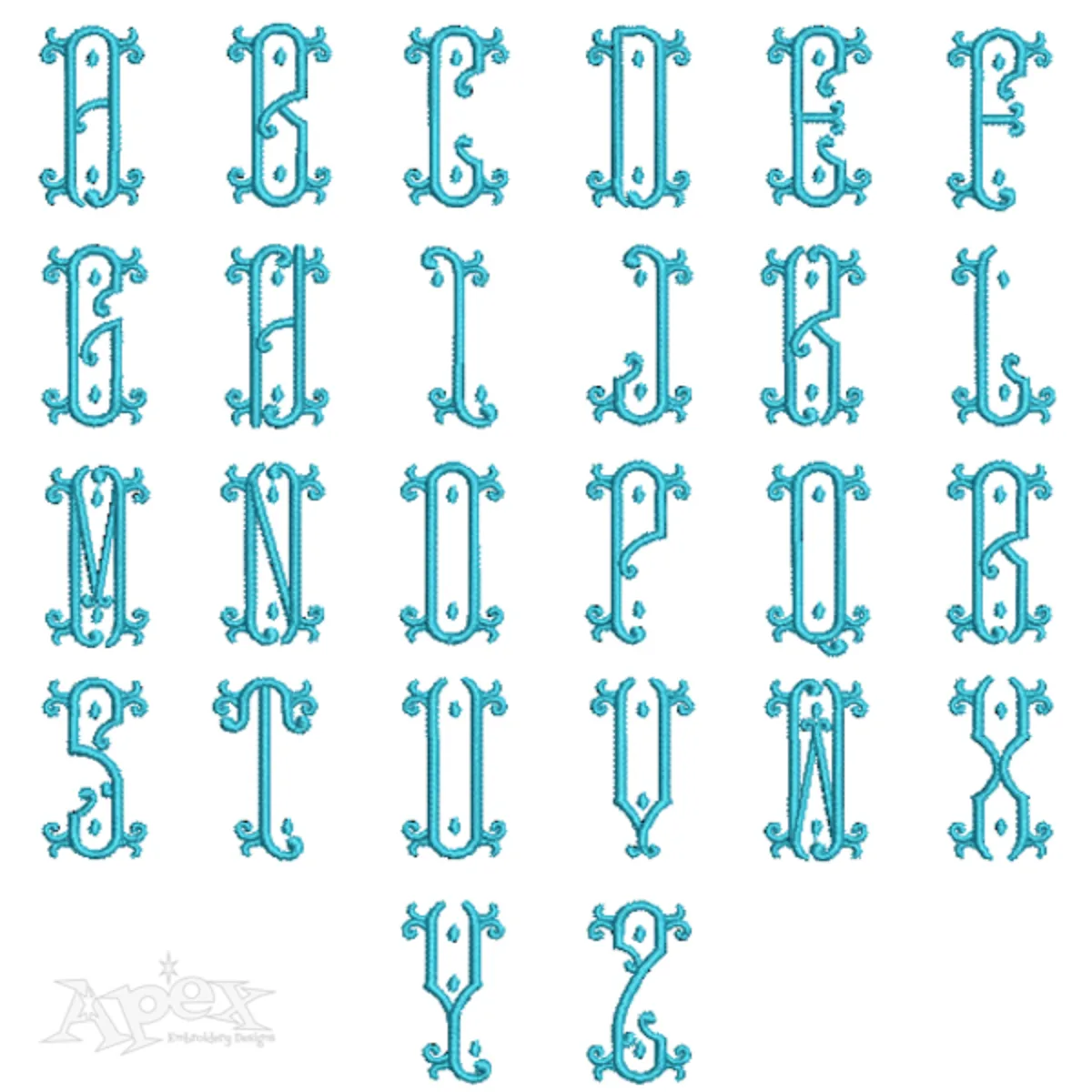 Vienna Embroidery Font alphabet 2