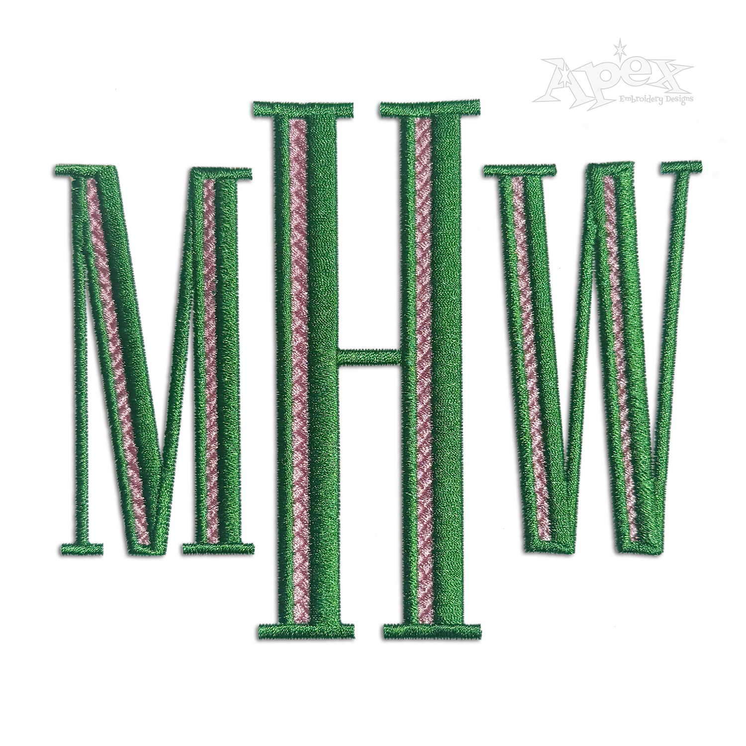 Whitney Embroidery Font Monogram 2-color MHW
